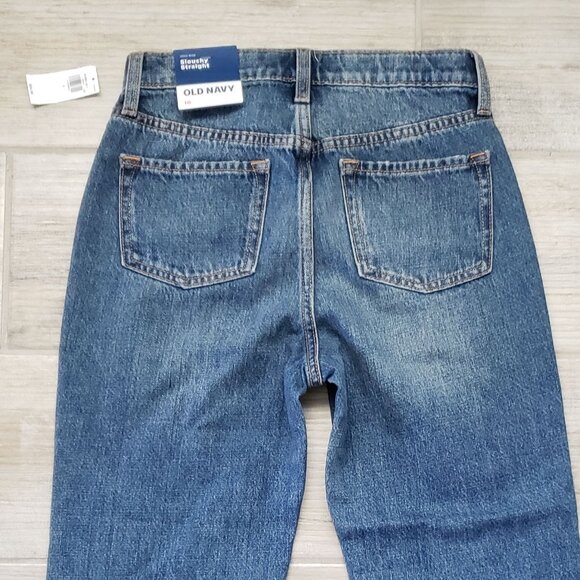 NWT Old Navy High-Waisted Slouchy Straight Jeans for Girls Blue Sz 10 - Picture 4 of 9